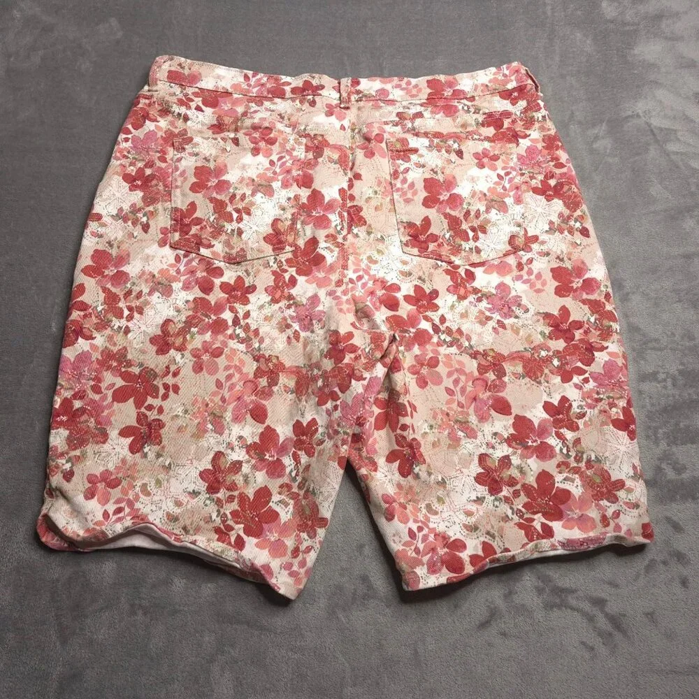 Gloria Vanderbilt Womens Bermuda Jean Shorts 18 High Rise Floral Print Stretch - Picture 3 of 5
